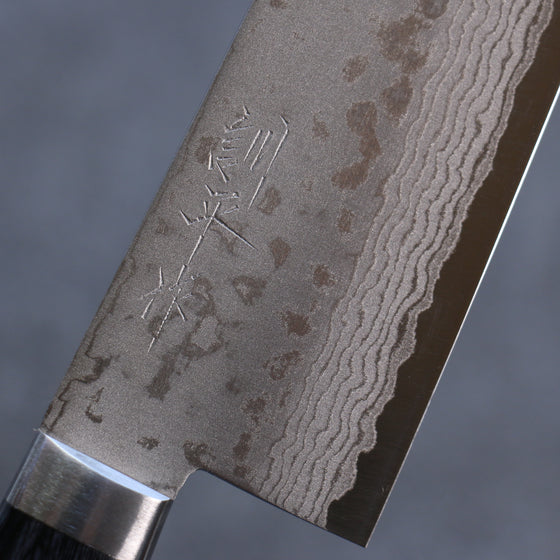 Kunihira Sairyu VG10 Damascus Santoku 170mm Navy blue Pakka wood Handle - Japanny - Best Japanese Knife