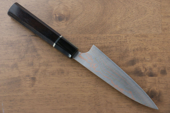 Takeshi Saji Blue Steel No.2 Colored Damascus Petty-Utility Japanese Knife 135mm Ebony with Ring Handle - Japanny - Best Japanese Knife