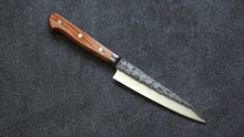 Takamura Knives Chromax Steel Hammered Petty-Utility  130mm Brown Pakka wood Handle - Japanny - Best Japanese Knife