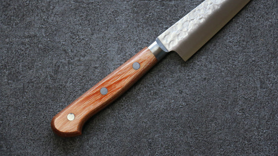 Takamura Knives Chromax Steel Hammered Petty-Utility 130mm Brown Pakka wood Handle - Japanny - Best Japanese Knife