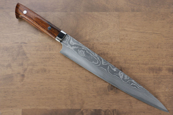 Takeshi Saji VG10 Black Damascus Sujihiki Japanese Knife 240mm Ironwood Handle - Japanny - Best Japanese Knife