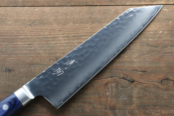 Seisuke Aotsuchi AUS10 Hammered Kiritsuke Santoku 195mm Blue Pakka wood Handle (Super Deal) - Japanny - Best Japanese Knife