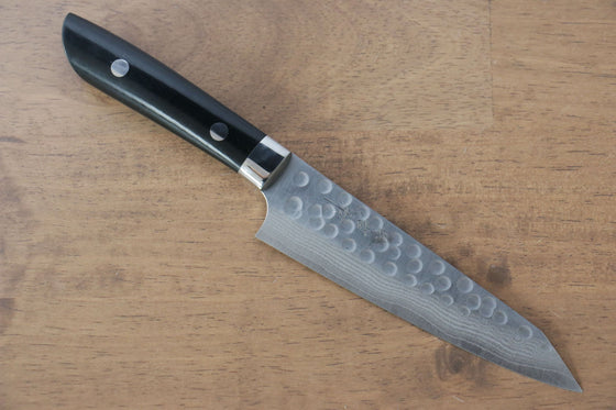 Takeshi Saji SRS13 Hammered Kiritsuke Petty-Utility Japanese Knife 135mm Black Micarta Handle - Japanny - Best Japanese Knife