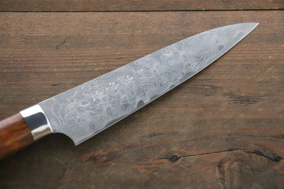 Takeshi Saji R2/SG2 Diamond Finish Damascus Petty-Utility 135mm Ironwood Handle - Japanny - Best Japanese Knife
