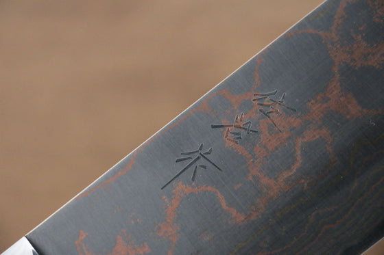 Takeshi Saji Blue Steel No.2 Colored Damascus Nakiri  165mm Black Micarta Handle - Japanny - Best Japanese Knife