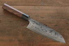  Ogata White Steel No.2 Damascus Migaki Finished Santoku 180mm with Shitan Handle - Japanny - Best Japanese Knife