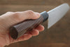 Ogata White Steel No.2  Damascus Migaki Finished Santoku Japanese Knife 180mm with Shitan Handle - Japanny - Best Japanese Knife