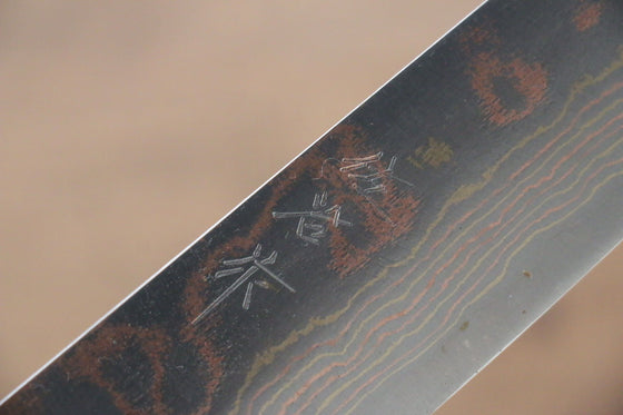 Takeshi Saji Blue Steel No.2 Colored Damascus Sujihiki Japanese Knife 270mm Lacquered Handle with Sheath - Japanny - Best Japanese Knife