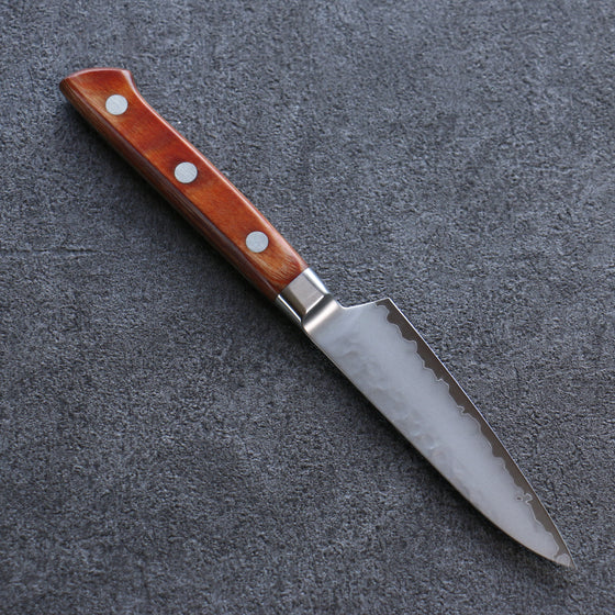 Sakai Takayuki VG5 Hammered Petty-Utility 90mm Brown Pakka wood Handle - Japanny - Best Japanese Knife