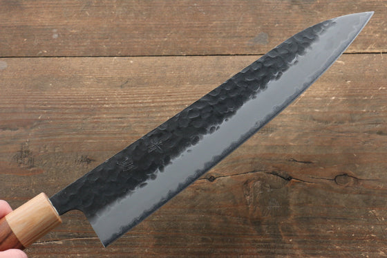 Seisuke Kokubyaku Blue Super Hammered Gyuto 240mm Morado Handle - Japanny - Best Japanese Knife