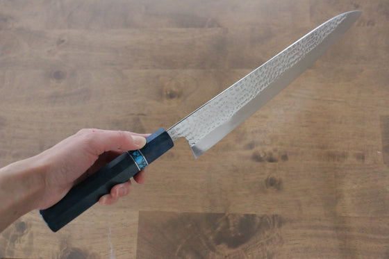 Yu Kurosaki Senko R2/SG2 Hammered Gyuto Japanese Knife 270mm Maple(With turquoise ring Blue) Handle - Japanny - Best Japanese Knife