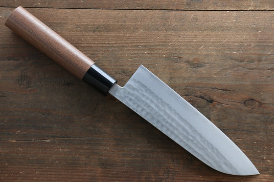 Kunihira Tanzo VG1 Hammered Santoku 170mm Walnut Handle - Japanny - Best Japanese Knife
