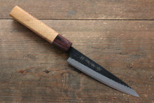  Sakai Takayuki Blue Super Hammered Black Finished Petty-Utility 135mm Keyaki (Japanese Elm) Handle - Japanny - Best Japanese Knife