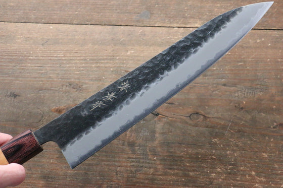 Sakai Takayuki Blue Super Hammered Black Finished Gyuto 240mm Keyaki (Japanese Elm) Handle - Japanny - Best Japanese Knife