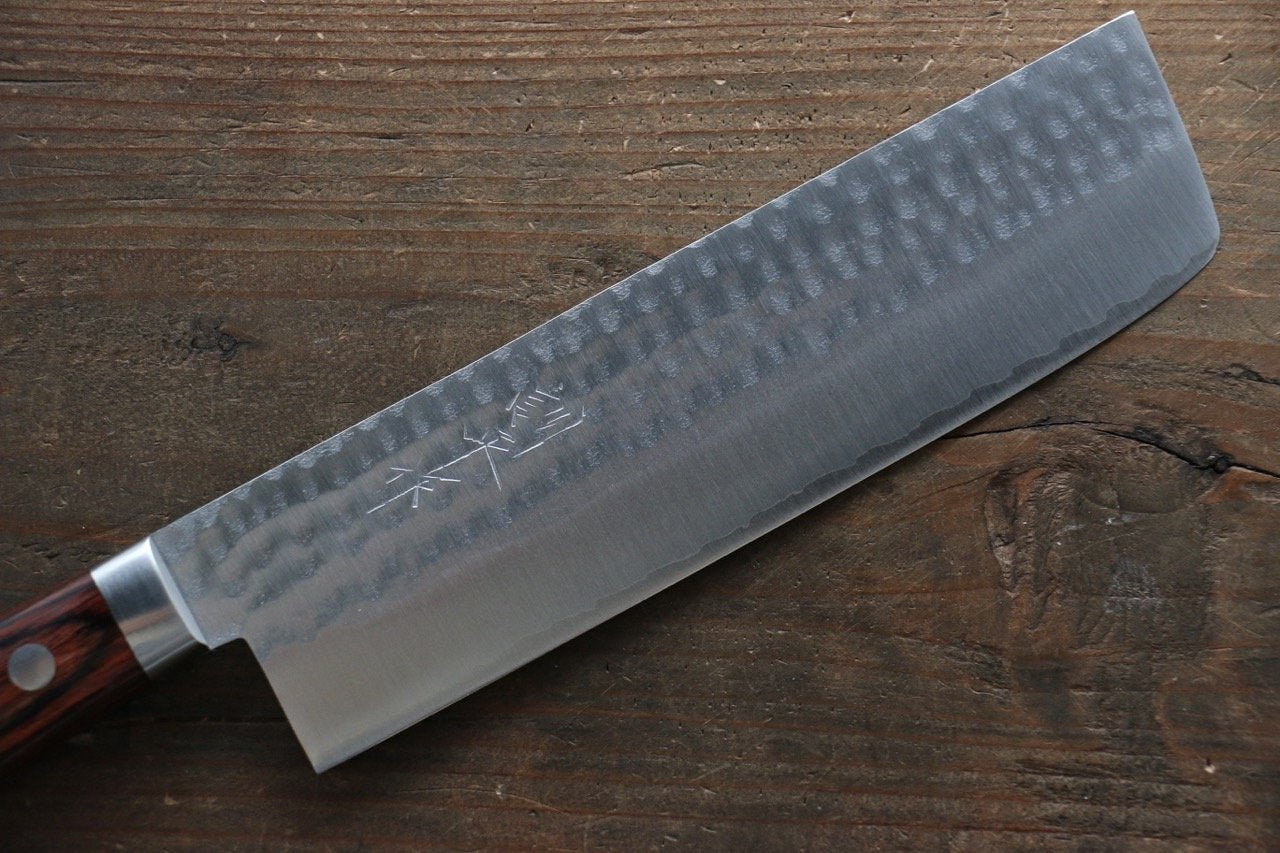 Kunihira VG1 Hammered Usuba Japanese Knife 165mm Mahogany Handle - Japanny - Best Japanese Knife