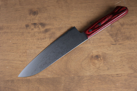 Katsushige Anryu VG10 Damascus Santoku 170mm Red Pakka wood Handle - Japanny - Best Japanese Knife