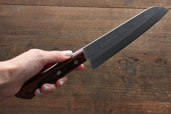 Kunihira VG1 Hammered Santoku 170mm Mahogany (Super Deal)Handle - Japanny - Best Japanese Knife