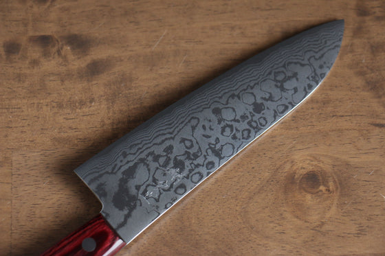 Katsushige Anryu VG10 Damascus Santoku 170mm Red Pakka wood Handle - Japanny - Best Japanese Knife