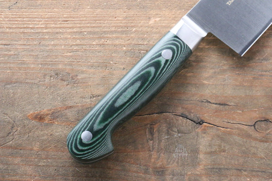 Sakai Takayuki Grand Chef Grand Chef Swedish Steel-stn Santoku  180mm Green Micarta Handle - Japanny - Best Japanese Knife
