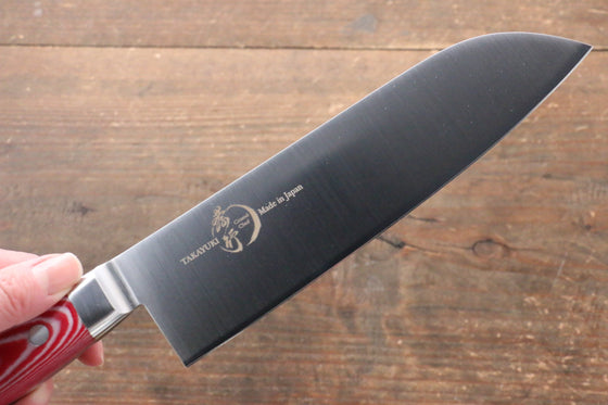 Sakai Takayuki Grand Chef Grand Chef Swedish Steel-stn Santoku  180mm Red Micarta Handle - Japanny - Best Japanese Knife