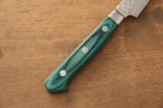 Sakai Takayuki VG10 17 Layer Damascus Petty-Utility 80mm Green Pakka wood Handle - Japanny - Best Japanese Knife