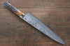 Takeshi Saji VG10 Black Damascus Gyuto Japanese Knife 240mm Brown Cow Bone Handle - Japanny - Best Japanese Knife