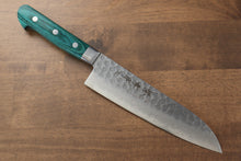  Sakai Takayuki VG10 17 Layer Damascus Santoku 170mm Green Pakka wood Handle - Japanny - Best Japanese Knife