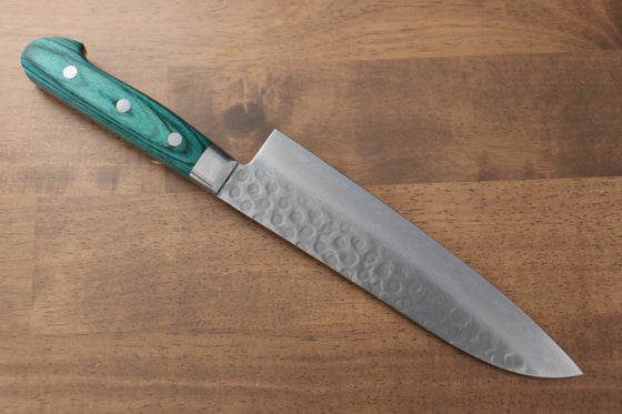 Sakai Takayuki VG10 17 Layer Damascus Santoku 170mm Green Pakka wood Handle - Japanny - Best Japanese Knife