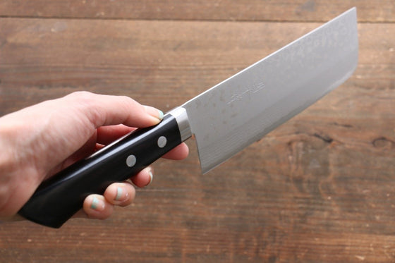 Kunihira Sairyu VG10 Damascus Nakiri 165mm Pakka wood Handle - Japanny - Best Japanese Knife