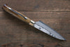 Takeshi Saji VG10 Black Damascus Petty-Utility  90mm Brown Cow Bone Handle - Japanny - Best Japanese Knife