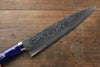 Takeshi Saji R2/SG2 Diamond Finish Damascus Gyuto 240mm Navy Blue Turquoise (Nomura Style) Handle - Japanny - Best Japanese Knife