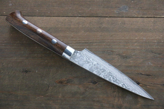Takeshi Saji R2/SG2 Black Damascus Petty-Utility  135mm Ironwood Handle - Japanny - Best Japanese Knife
