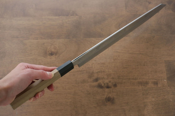 Choyo Silver Steel No.3 Mirrored Finish Kengata Yanagiba Japanese Knife 300mm Magnolia Handle - Japanny - Best Japanese Knife