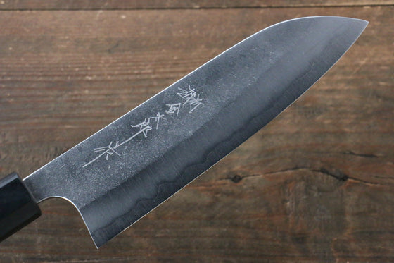 Yoshimi Kato Blue Super Nashiji Santoku Japanese Knife 165mm Black Honduras Handle - Japanny - Best Japanese Knife