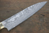 Takeshi Saji VG10 Black Damascus Gyuto  210mm Brown Cow Bone Handle - Japanny - Best Japanese Knife