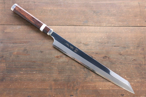 Sakai Takayuki Shiden Silver Steel No.3 Kengata Yanagiba  300mm Desert Ironwood(Sugihara model) Handle - Japanny - Best Japanese Knife