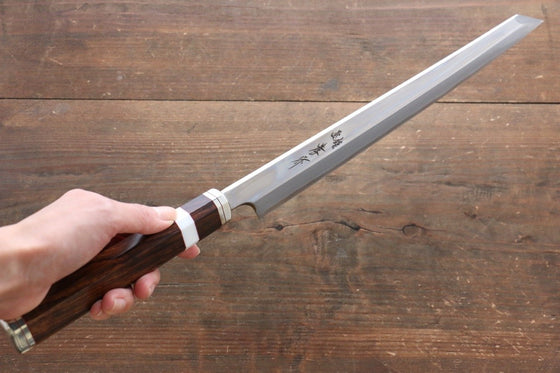Sakai Takayuki Silver Steel No.3 Kengata Yanagiba 300mm Desert Ironwood Handle - Japanny - Best Japanese Knife