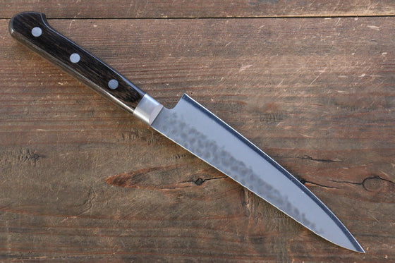 Seisuke AUS8 Hammered Petty-Utility  135mm with Brown Pakka wood Handle - Japanny - Best Japanese Knife