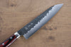 Yoshimi Kato Blue Super Kurouchi Hammered(Maru) Gyuto 180mm Red Pakka wood Handle - Japanny - Best Japanese Knife