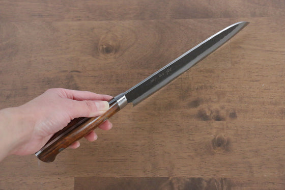 Takeshi Saji Blue Super Kurouchi Hammered Santoku 165mm Ironwood Handle - Japanny - Best Japanese Knife