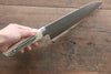 Takeshi Saji Blue Steel No.2 Colored Damascus Santoku 180mm White Cow Bone Handle - Japanny - Best Japanese Knife
