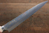 Takeshi Saji Blue Steel No.2 Colored Damascus Sujihiki 240mm White Cow Bone Handle - Japanny - Best Japanese Knife