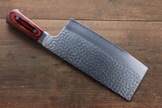 Sakai Takayuki VG10 33 Layer Damascus Chinese Cleaver Japanese Knife 195mm Mahogany Pakka wood Handle - Japanny - Best Japanese Knife
