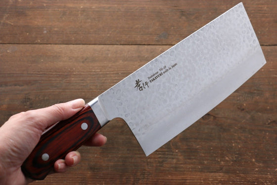 Sakai Takayuki VG10 33 Layer Damascus Chinese Cleaver Japanese Knife 195mm Mahogany Pakka wood Handle - Japanny - Best Japanese Knife