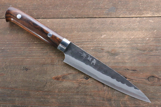 Takeshi Saji Blue Super Kurouchi Hammered Petty-Utility Japanese Knife 150mm Ironwood Handle - Japanny - Best Japanese Knife