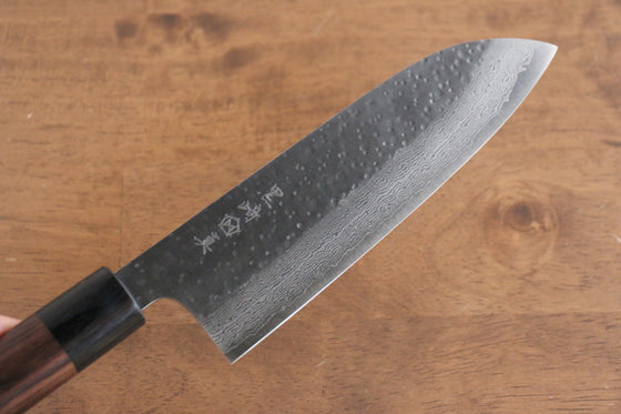Makoto Kurosaki VG10 Hammered(Maru) Damascus Santoku 165mm Shitan Handle - Japanny - Best Japanese Knife