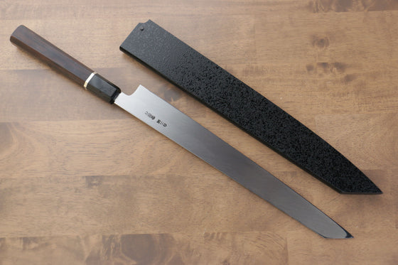 Sakai Takayuki Mt.Fuji White Steel No.2 Honyaki Kiritsuke Yanagiba 300mm Ebony with Ring Handle with Sheath - Japanny - Best Japanese Knife