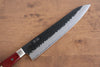 Seisuke Kurobeni Blue Super Hammered Kurouchi Gyuto  240mm Red Pakka wood Handle - Japanny - Best Japanese Knife