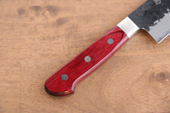 Seisuke Kurobeni Blue Super Hammered Kurouchi Gyuto  240mm Red Pakka wood Handle - Japanny - Best Japanese Knife