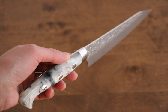 Yu Kurosaki Senko R2/SG2 Hammered Petty-Utility  150mm White Acrylic Handle - Japanny - Best Japanese Knife